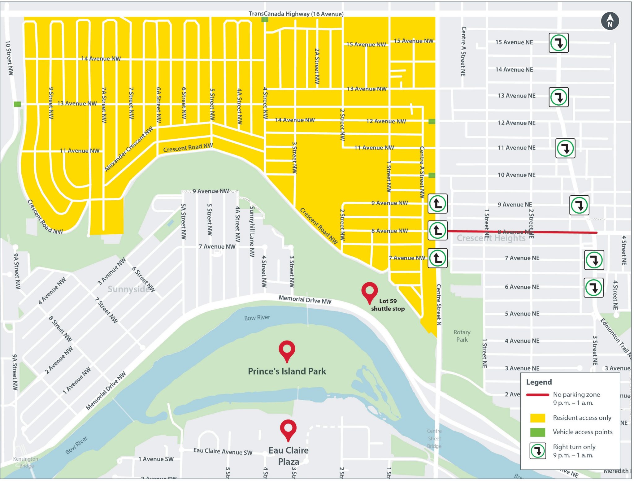 Map of road closures during the 2025 Calgary New Year's Eve celebration